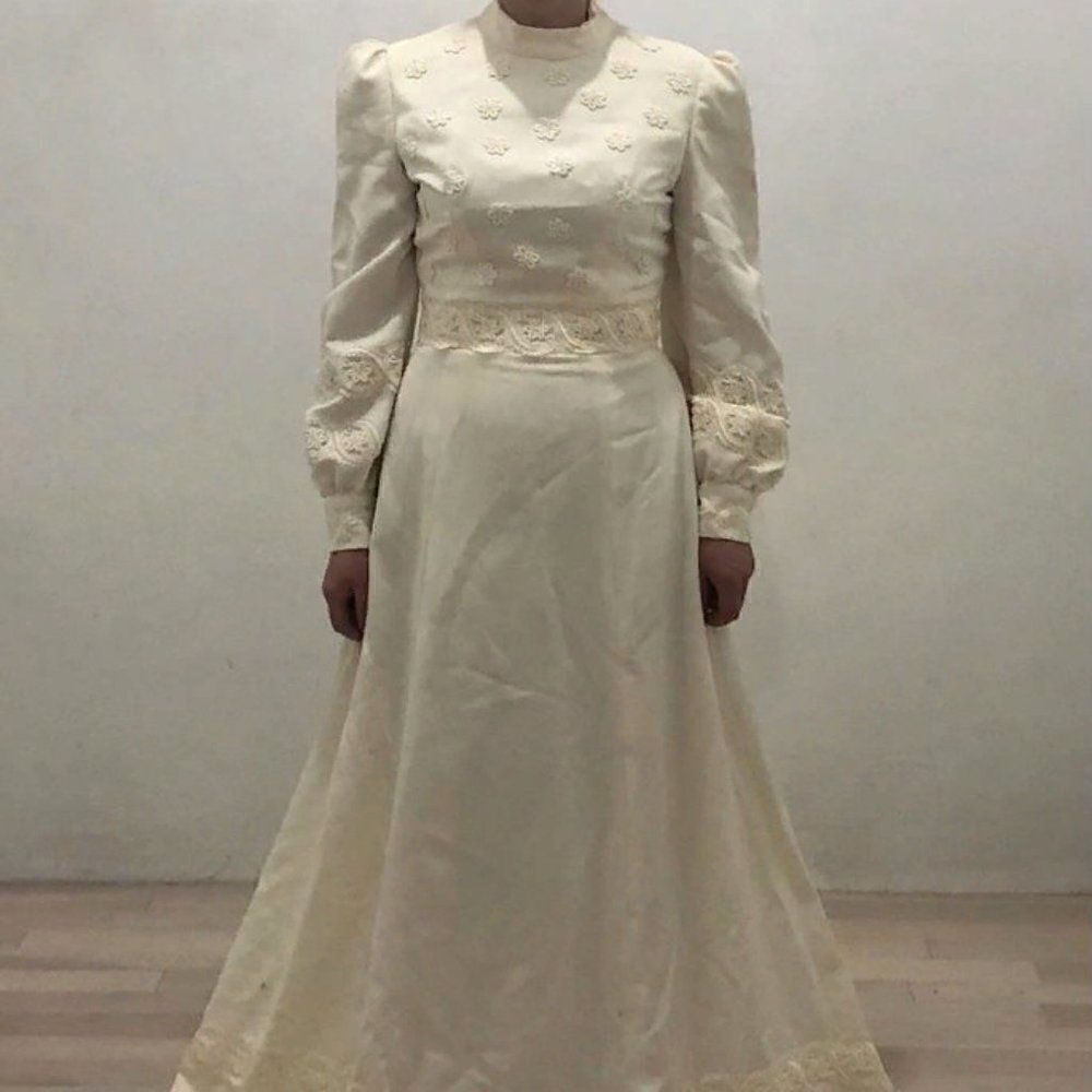 Vintage Wedding Dress Size Medium Edwardian Style White